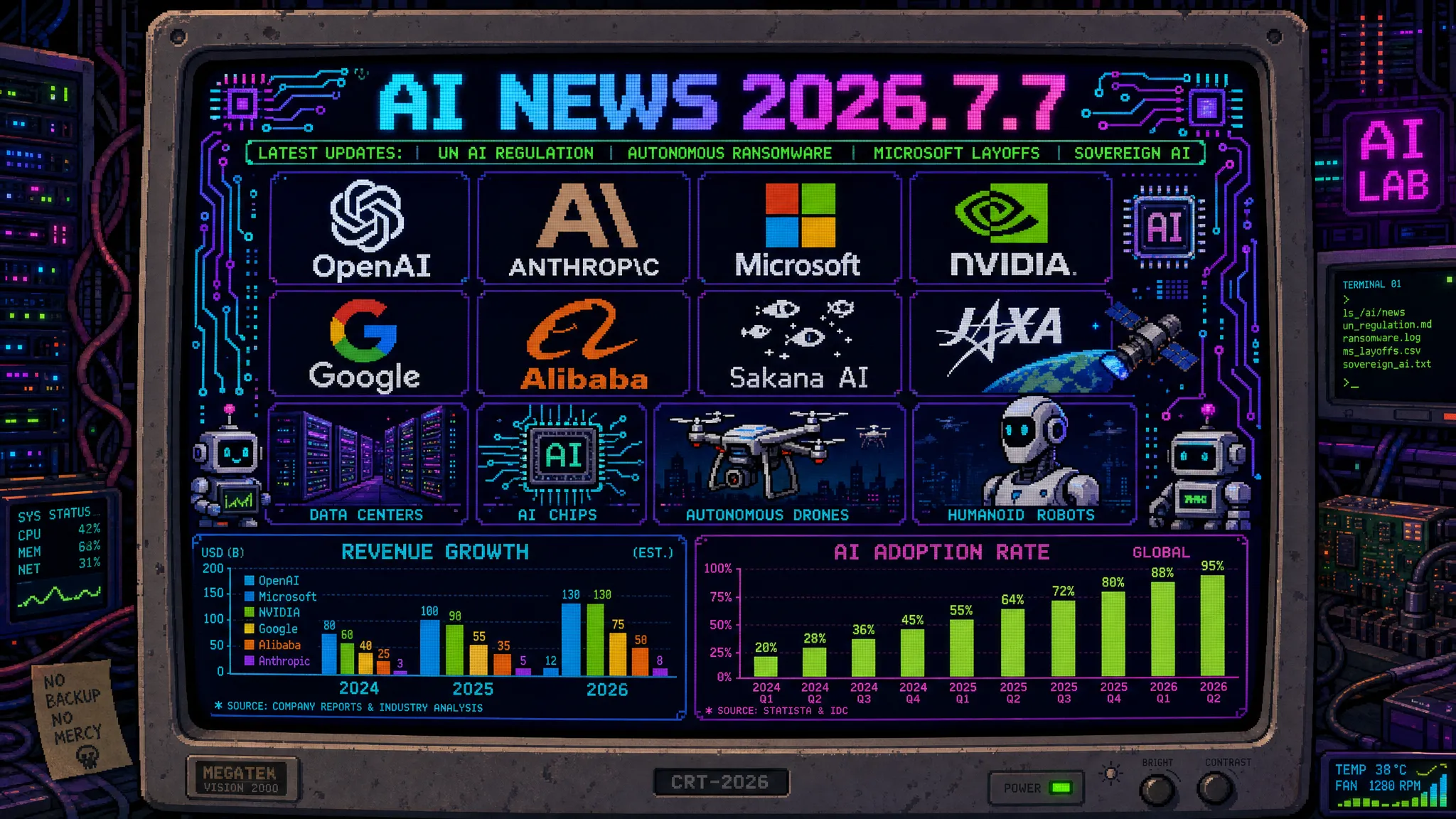 AIニュース速報（2026年7月6〜7日）｜国連グテーレス氏がAI規制要求、自律型ランサムJadePuffer初確認、Microsoft約5000人追加削減、Palantirの主権AI論、中国AIコンパニオン規制、Claude Fable 5復活と脱獄採点、Sakana翻訳・化学素材AI Catarisまで解説