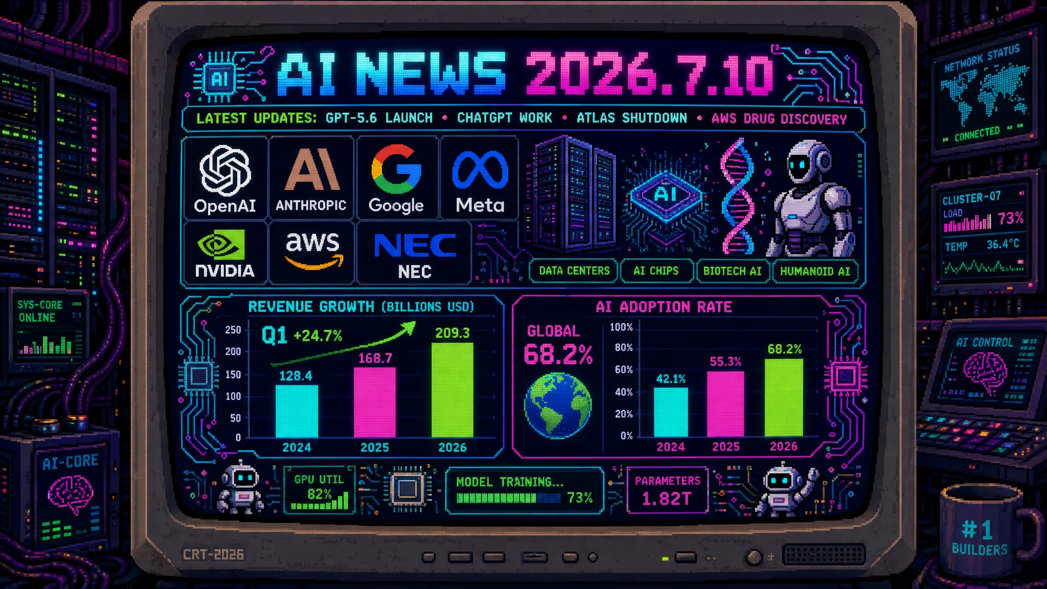 AIニュース速報（2026年7月9〜10日）｜OpenAI「GPT-5.6」Sol・Terra・Luna一般公開、Codex統合「ChatGPT Work」、AIブラウザAtlas終了、Anthropic「Reflect」、Meta「Muse Spark 1.1」、NEC全自動マーケ、AWS創薬87％短縮まで解説