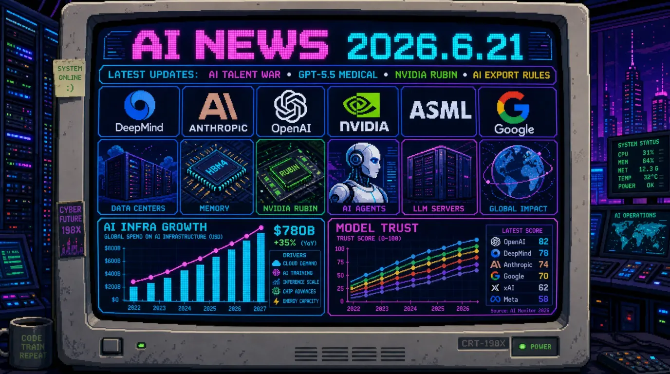 AIニュース速報（2026年6月20〜21日）｜DeepMindからAnthropicへJohn Jumper移籍・Noam ShazeerはOpenAIへ、GPT-5.5 Instant医療精度向上、NVIDIA Rubin本格生産、Claude Mythos 1限定提供、ASML EUV中国疑惑、AI輸出規制論、VLC開発者のロボットAI企業Kyber、In the Weights、国内AIチップ覇権まで解説