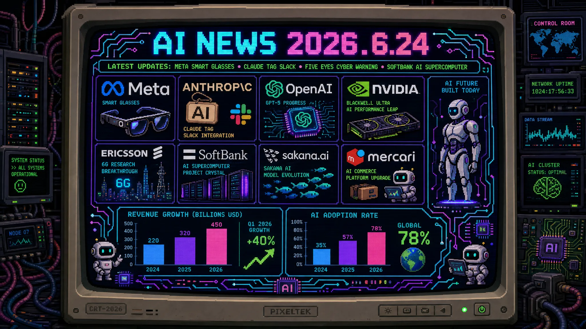 AIニュース速報（2026年6月23〜24日）｜Meta廉価スマートグラス、Anthropic「Claude Tag」、メルカリ×ChatGPT、Five Eyesサイバー警告、ソフトバンクAIスパコン、トヨタファイナンスAI×RPAまで解説