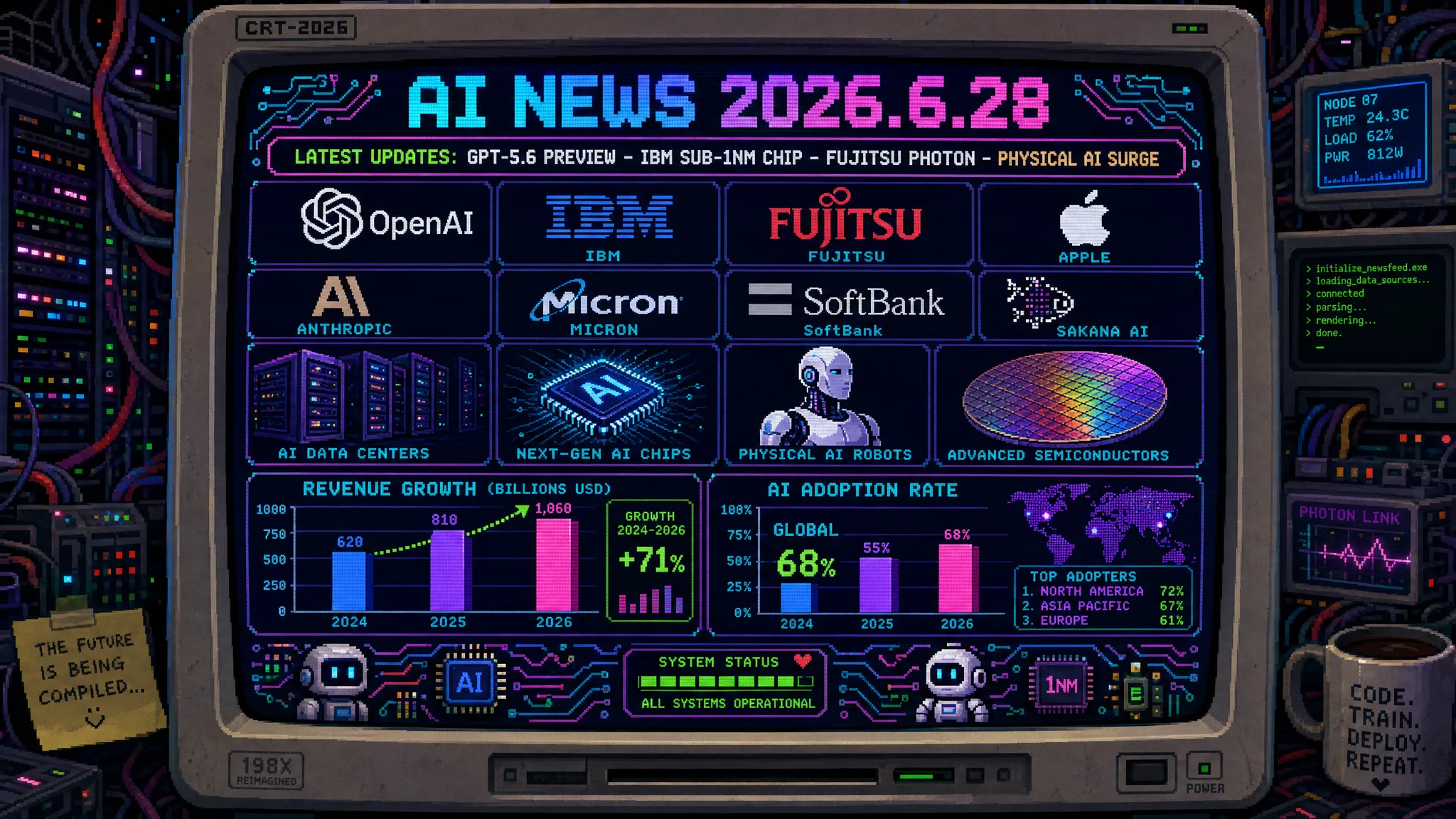 AIニュース速報（2026年6月27〜28日）｜GPT-5.6限定プレビュー、IBMサブ1nmチップ、富士通PHOTON、Apple幹部OpenAI移籍、Anthropic Slack統合、フィジカルAI10.5兆円、AIエージェント身元証明ANSまで解説