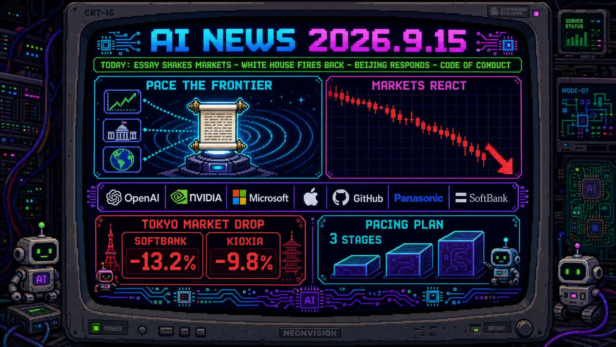 AIニュース速報（2026年9月12〜15日）｜AnthropicのアモデイCEOが減速を訴えるエッセイを公開しアルトマン氏とマスク氏も賛同、ソフトバンクG株は一時13.2%急落、トランプ大統領はアモデイ氏を名指しで批判、中国外務省も反応まで解説