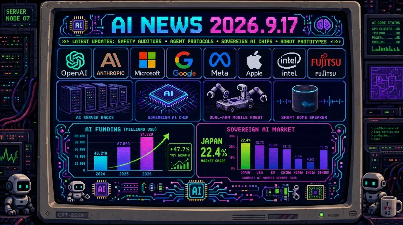 AIニュース速報（2026年9月16〜17日）｜OpenAIのアルトマンCEOも第三者評価者の常駐に追随しMicrosoftはAnthropicの「モデルの権利」路線を批判、GoogleがGoogle Home向けMCPサーバーを公開、三菱重工がPFNに100億円出資、富士通が国産CPU「MONAKA」搭載AIサーバーを販売開始まで解説