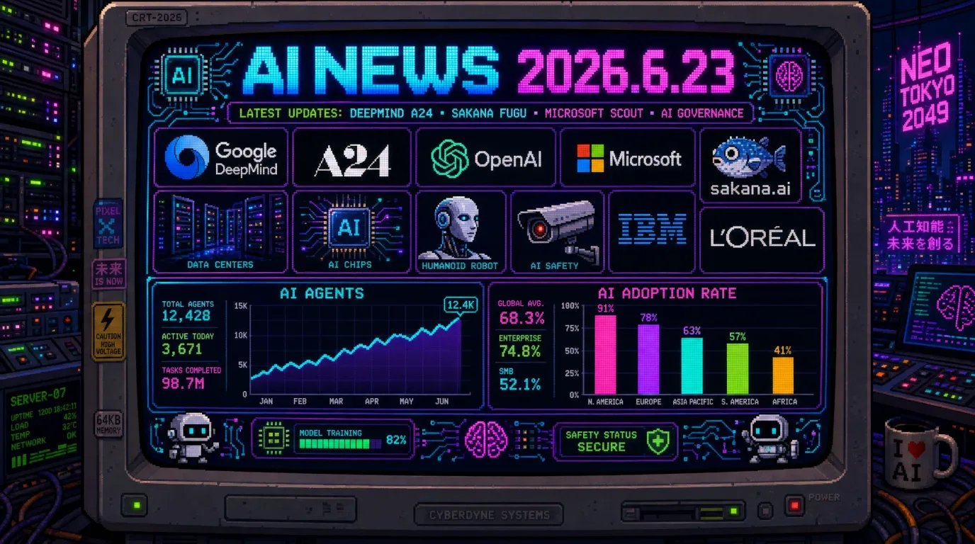 AIニュース速報(2026年6月22〜23日)|DeepMindがA24へ7500万ドル投資、Sakana AI Fugu、Microsoft Scout、ロレアル×OpenAI、小田急AI踏切、GEO・AIOまで解説