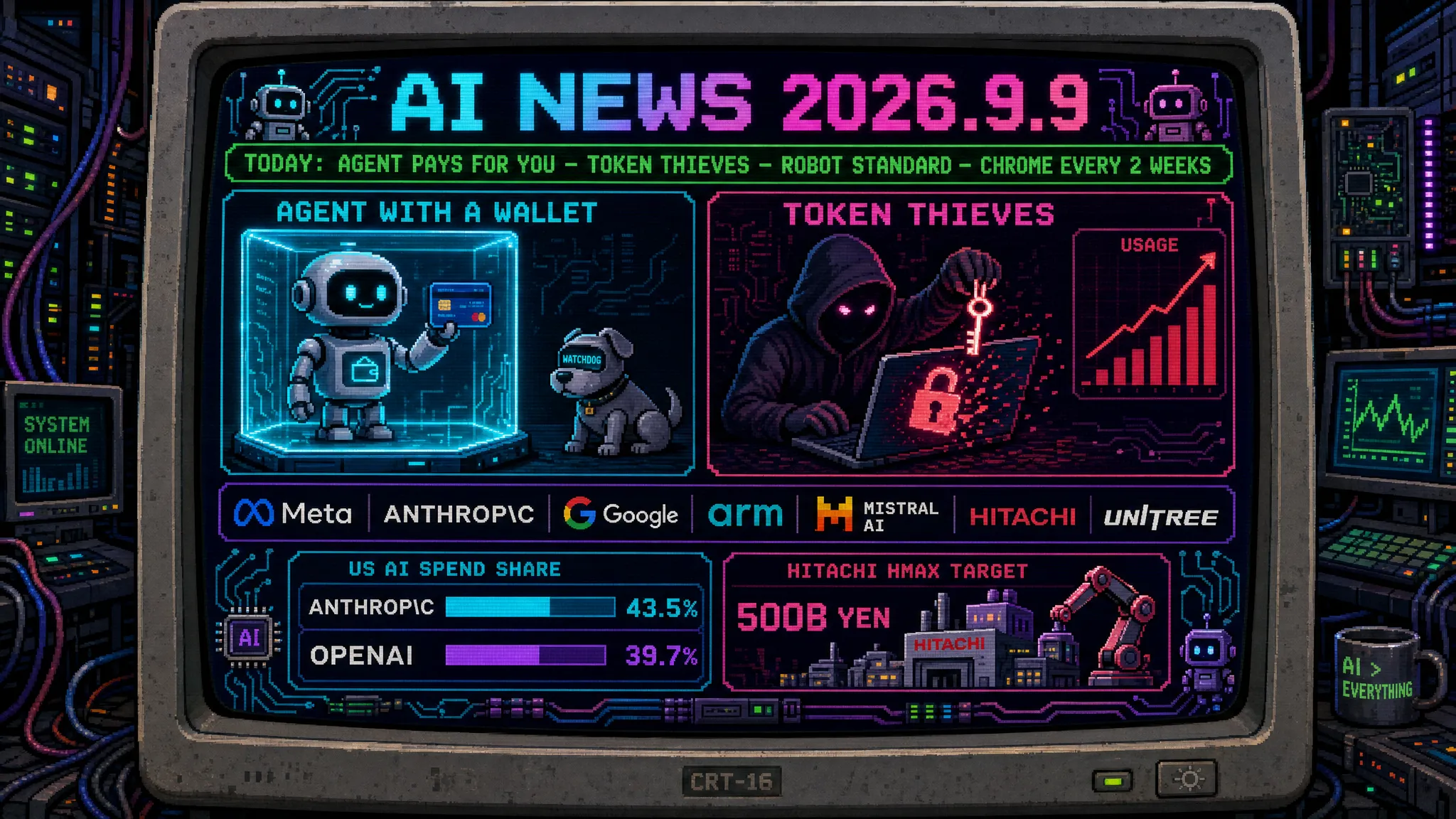 AIニュース速報(2026年9月8〜9日)|Metaが決済まで代行するAIエージェント「Muse」を発表した同じ日にClaudeのトークンを盗むマルウェア被害が判明、ArmはフィジカルAIの標準化に80社超で着手、日立はHMAXで売上5000億円を目指すまで解説